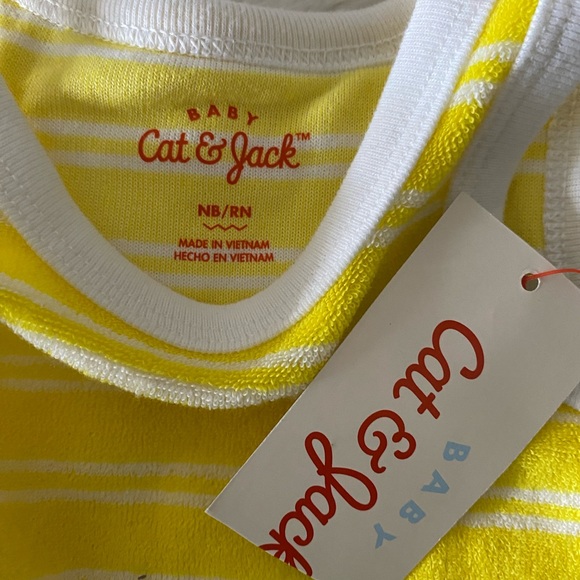 Baby 2pc Terry Tank Top & Bottom Set - Cat & Jack™ Yellow Newborn - Picture 3 of 4
